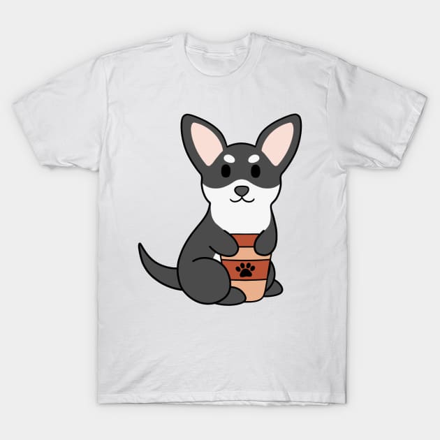 Black and White Chihuahua Coffee T-Shirt by BiscuitSnack